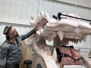 a dragon head being built