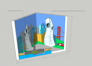 render of a cutout of two buildings